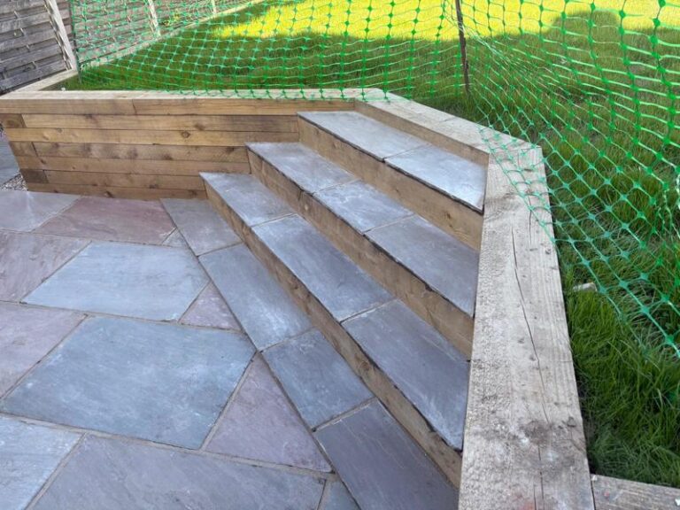 patio pathway stairs and sleepers rotherham 4