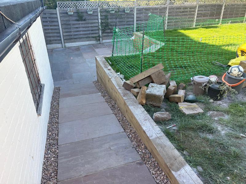 patio pathway stairs and sleepers rotherham 5